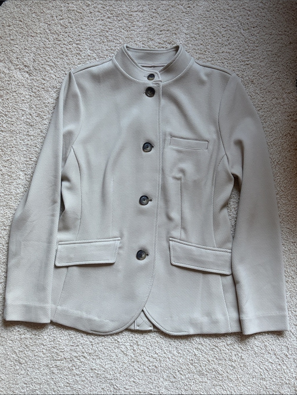 Banana Republic Factory Cream Stand-Collar Button Blazer